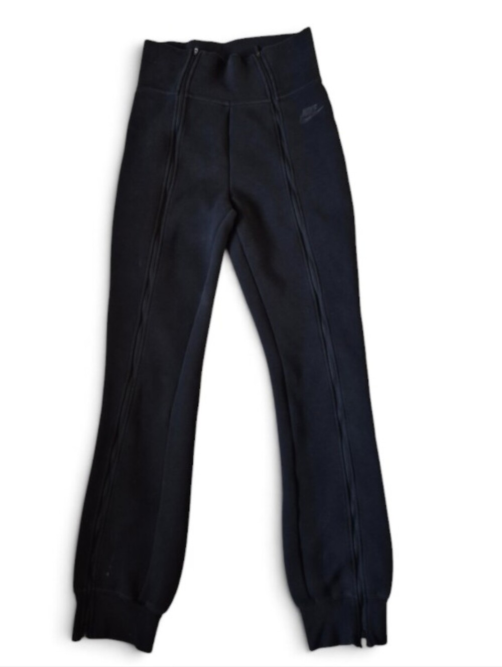 NIke Women's Black Tech Fleece High-Waisted Slim Zip Pants Tonol Logo Ankel Zip - Picture 4 of 10